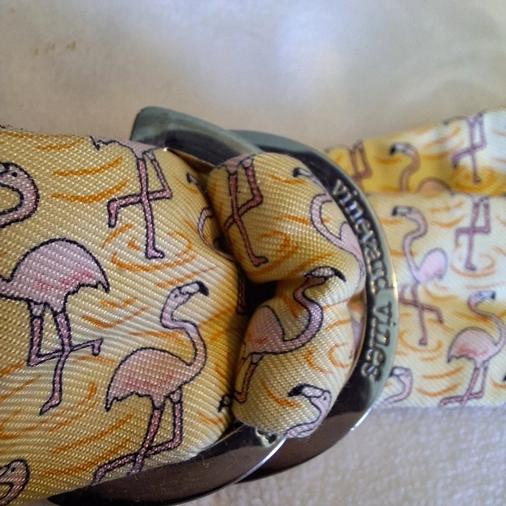 Vineyard Vines Pink Flamingo Belt: Size Small Yellow Preppy Beach Vacation